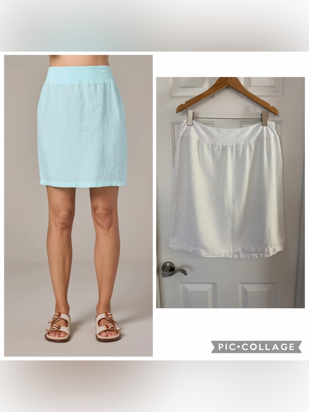 cut loose solid linen walking skirt white XL
